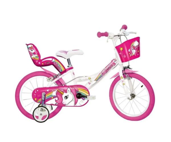 Unicorn roz-alb bicicletă mărimea 16
