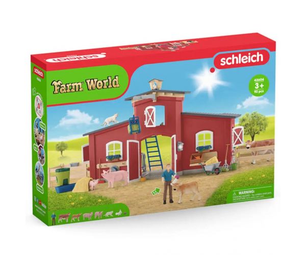 Schleich: Lumea Fermei - Set de joc cu grajd și animale (42606)