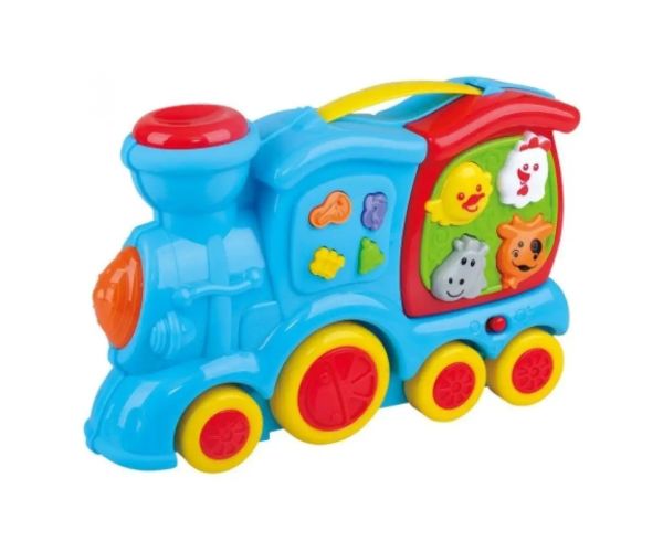 Playgo: Trenuleț vesel cu animale pentru bebeluși cu sunete și muzică