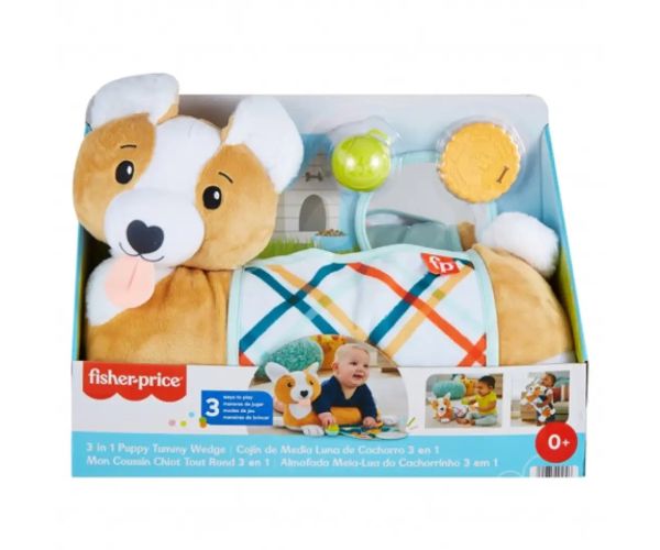 Fischer-Price: Corgie Puppy Crește cu mine pernă cu zornăitoare, dentiție și oglindă - Mattel