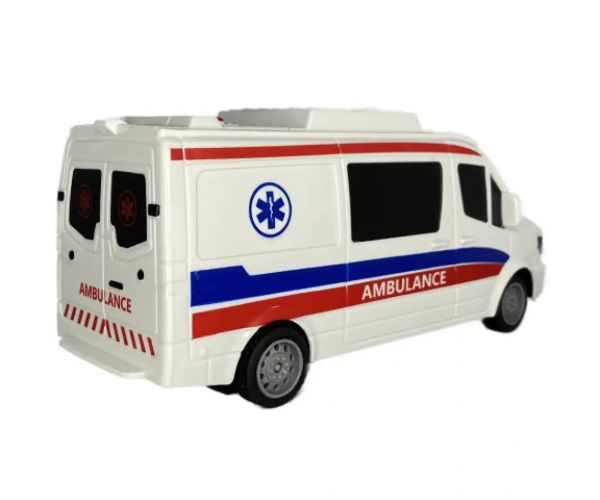 Ambulanță cu telecomandă RC cu lumină 27MHz 1/32 scară 25cm