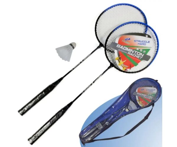 Set dublu racheta de badminton metalica cu geanta de transport si fluturaș
