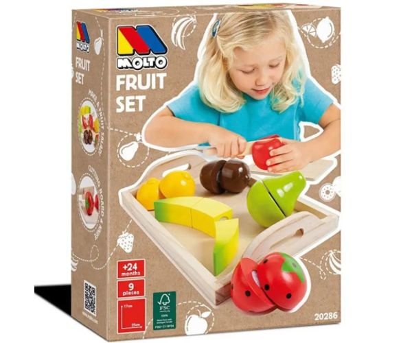 Molto: set fructe lemn cu tavă 9 bucăți