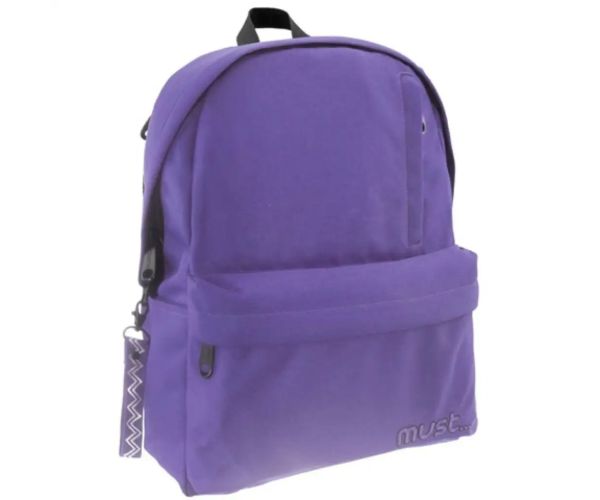 Must: Geantă școală mov rotunjită cu patru compartimente, rucsac 32x17x42cm ​