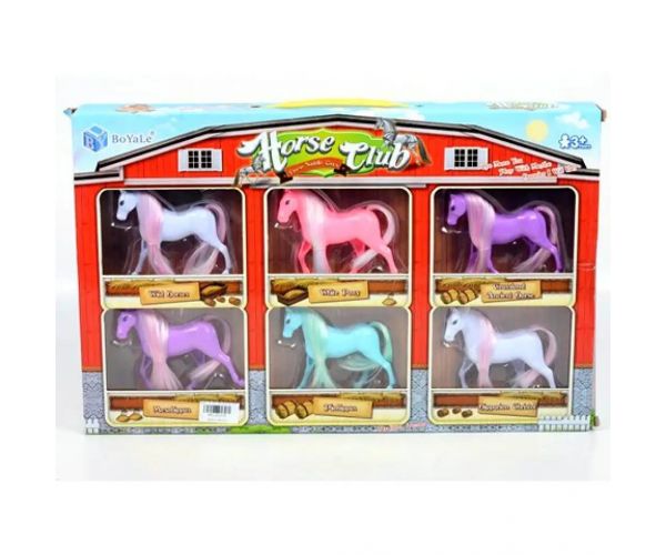 Figurină cal colorat 6 bucăți set