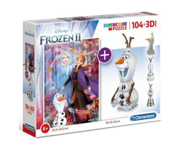 Clementoni: Disney Frozen 2in1 104 bucăți puzzle și model Olaf