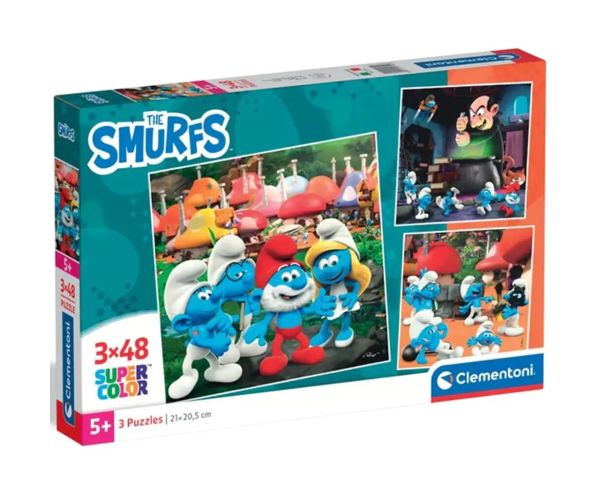 Aventurile Hupikék Törpikék 3x48buc supercolor puzzle - Clementoni