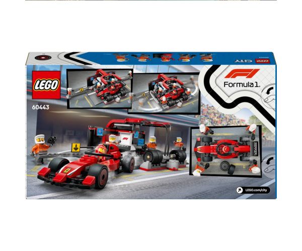 LEGO® City: Stradă de box F1® și echipaj, cu mașină Ferrari (60443)