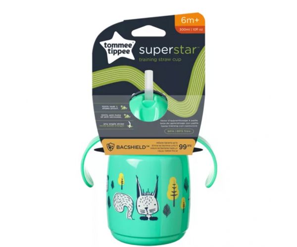 Tommee Tippee: Superstar Verde Pahar de Învățare cu Pai 300ml