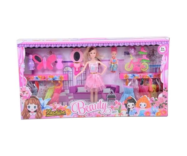 Păpușă Sandra care poate fi îmbrăcată cu accesorii și set de piaptănă 28cm