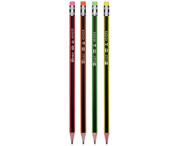 Spirit: Triunghi HB neon craion grafit cu radieră mai multe culori 1bc