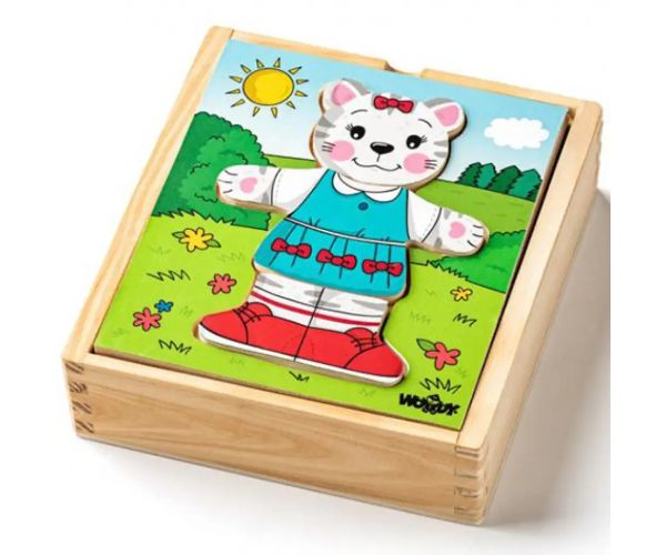 Pisică lemn puzzle 18 bucăți - Woodyland