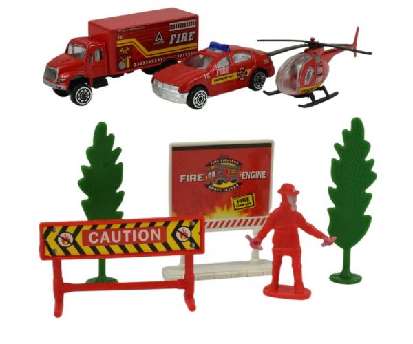 Echipaj de pompieri: Set de mașinuță de pompieri cu accesorii