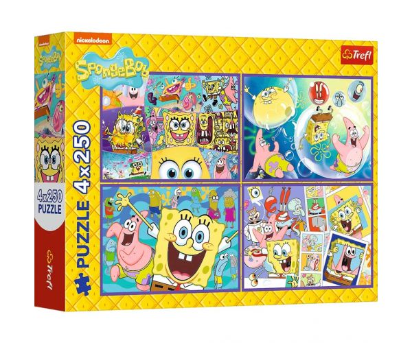 Lumea ciudată a lui Spongebob 4x250buc puzzle - Trefl