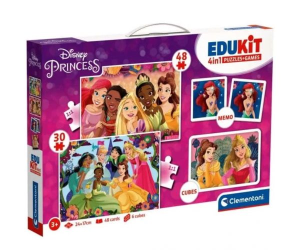 Edukit: Prințesele Disney 4 în 1 colecție de jocuri - Clementoni