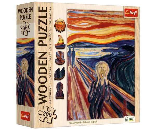 Edvard Munch: Țipătul puzzle din lemn de 200 de piese - Trefl