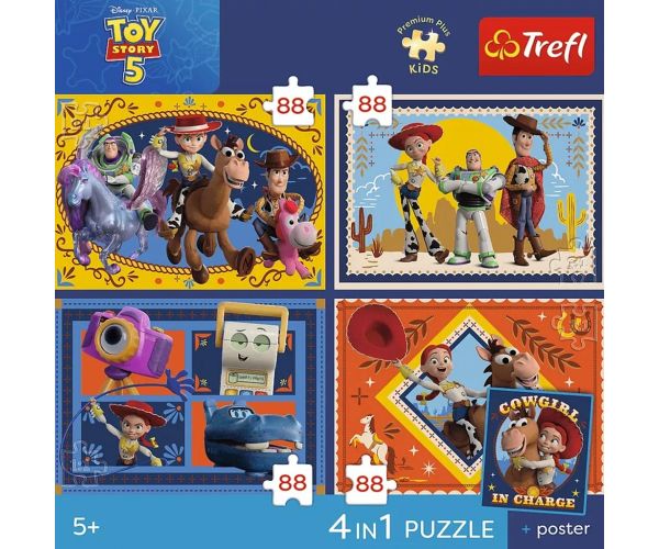 Toy Story 5 - 4 x 88 bucăți Premium Plus Kids puzzle - Trefl