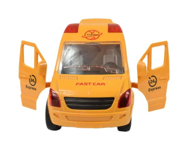 Special Car: Mașină de curierat rapid galben cu lumină și sunet, funcție pull-back 24cm