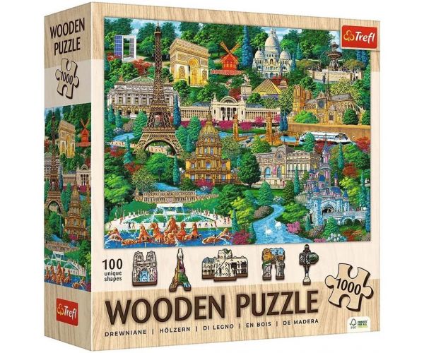 Franța, locuri celebre - puzzle din lemn de 1000 de piese - Trefl