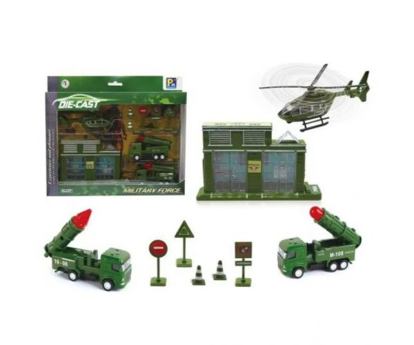 Set de joacă mare militar cu vehicule și clădire