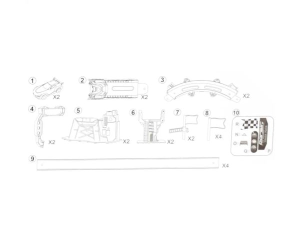 Power Track: 22 bucăți Set pistă de curse cu intersecție și 2 mașini mici 1/64