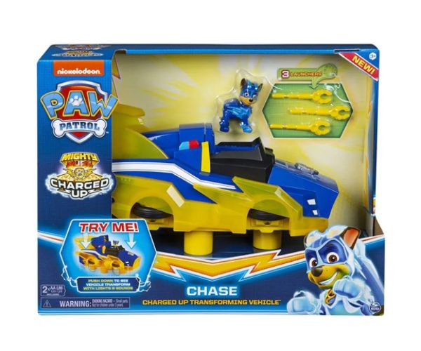 Paw Patrol Mighty Pups: Chase Deluxe vehicul cu sunete și lumini - Spin Master