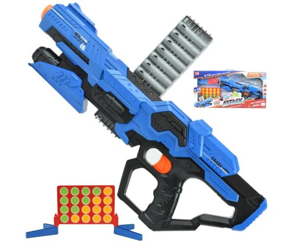 Attack Launcher: Pistol cu burete cu ținta jeton și gloanțe 49cm