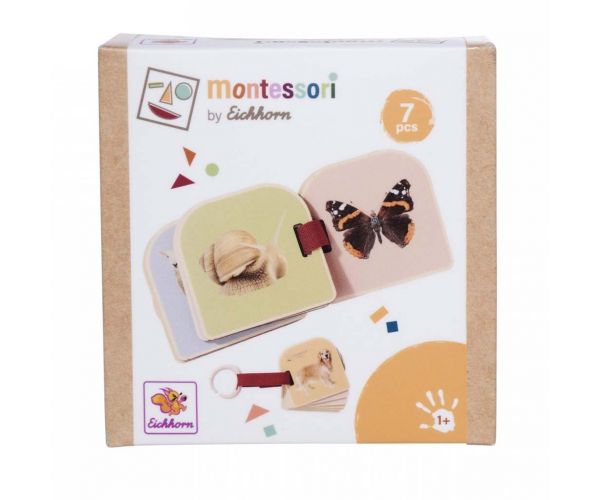 Eichhorn: Carte Montessori cu imagini de animale din lemn – Descoperă animalele prin imagini naturale - Simba Toys