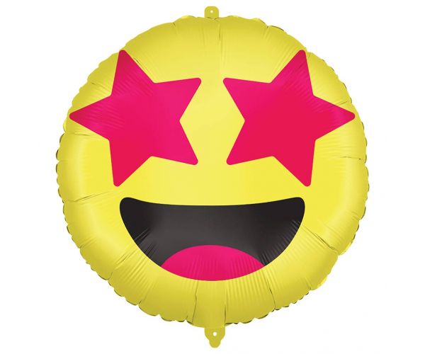 Emoji fólia lufi – Csillagos szemű mosolygós arc 46cm