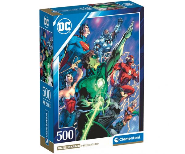 Eroii Ligii Dreptății de la DC Comics, puzzle HQC de 500 de piese - Clementoni