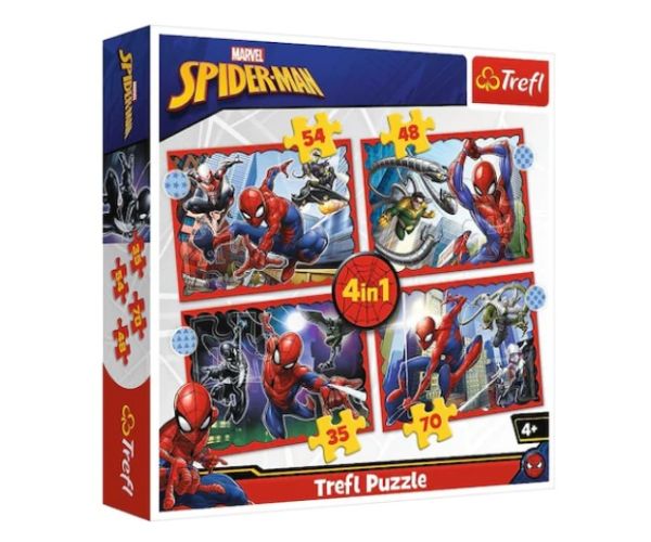 Eroul Spiderman 4 in 1 de 70-54-48-35 bucăți puzzle - Trefl
