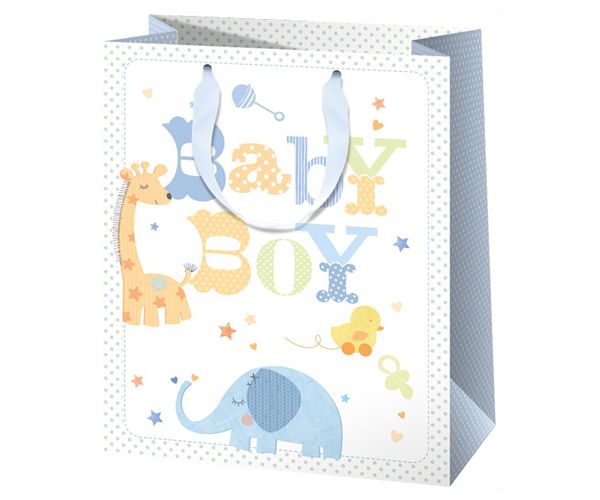 Exclusiv Baby Boy pungă cadou mare 27x33x14cm