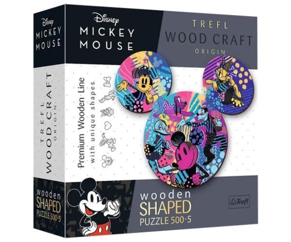 Wood Craft: Mickey Mouse 500+5 bucăți puzzle lemn - Trefl