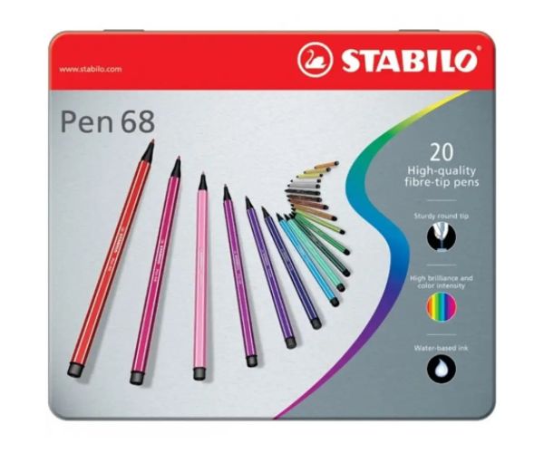 Stabilo: Pen 68 în cutie metal set marker 20 bucăți