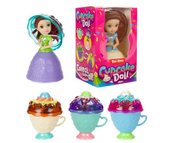 Surpriză cupcake cu păpușă de prăjitură în mai multe variante 1buc