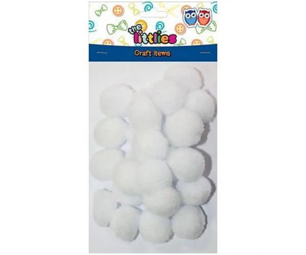 Set pompon alb 15mm 60 bucăți