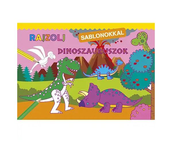 Desenează cu șabloane - Dinozauri de colorat