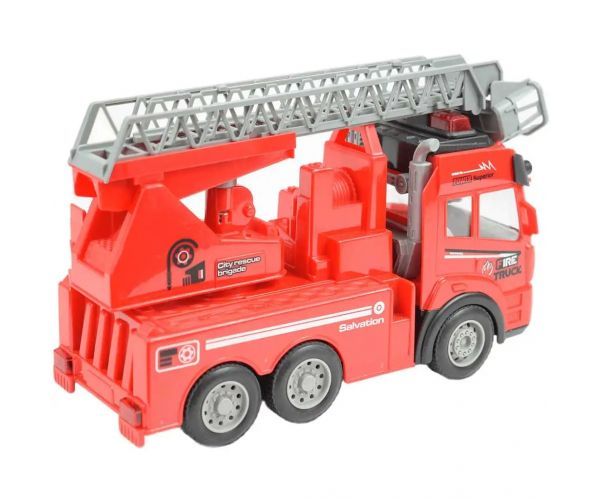 Mașină de pompieri cu coș de ridicare cu efecte de lumină ​și telecomandă RC Scara 1/48 27 MHz 20cm