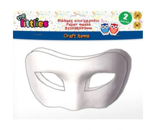 The Littlies: mască de hârtie albă care se poate decora 2 bucăți set