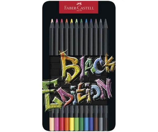 Faber-Castell: Black Edition creion colorat 12 bucăți în cutie metal