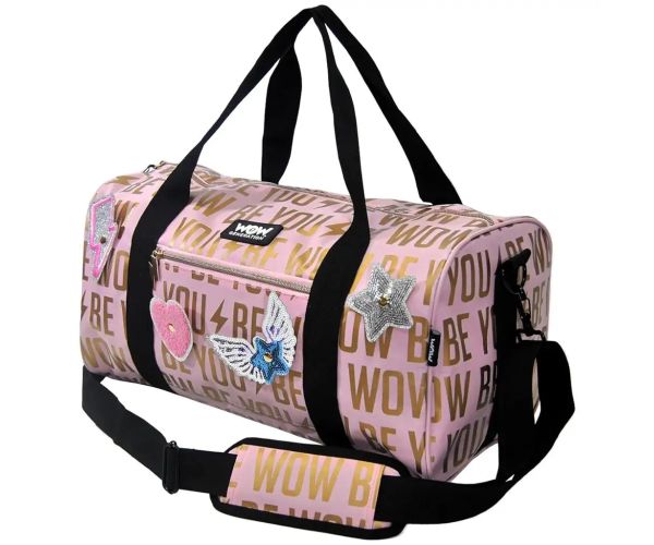 WOW Generation: Geantă sport roz-aurie cu autocolante de 43cm