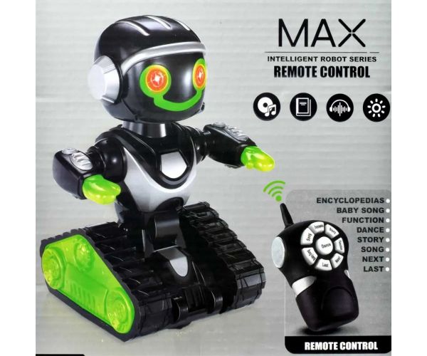 MacroBot interactiv cu telecomandă culoarea negru-verde, efecte de sunete și lumini 20cm