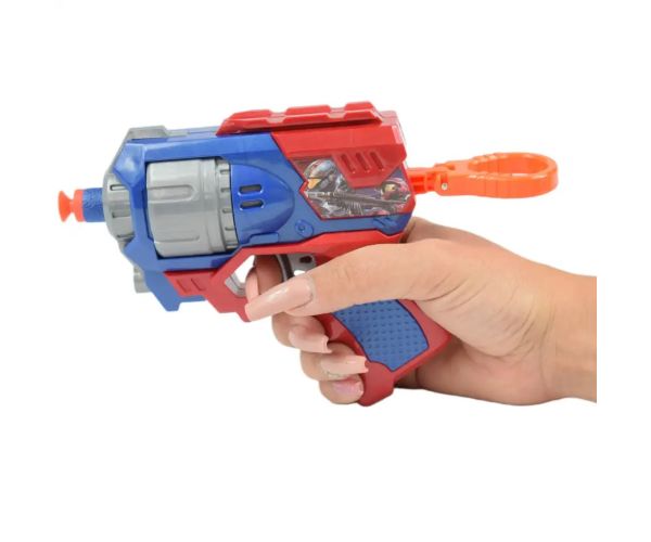 Cool Soft Bullet Gun: Pistol mic cu cartușe de culoare albastru-roșu 14cm