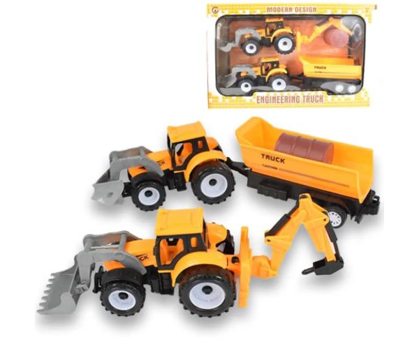 Engineering Truck: Set de utilaje din 2 părți cu tractoare, remorcă și daltă