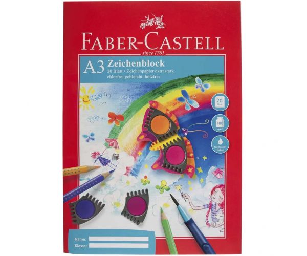 Faber-Castell: Bloc de desen A3 – 20 file cu hârtie de artist extra-rezistentă, 100 g