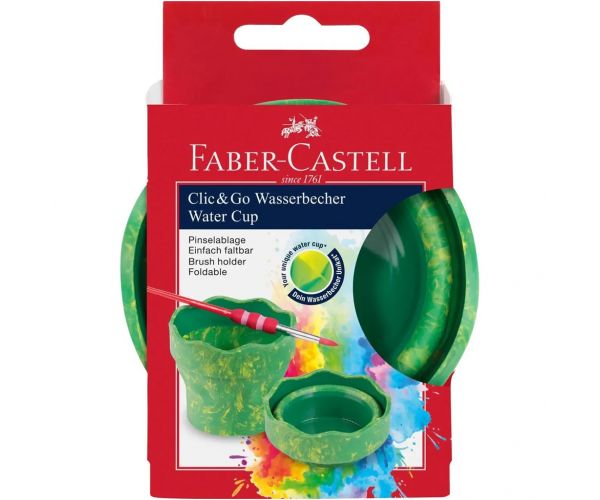Faber-Castell: Click and Go bol verde pentru pensule cu model marmorat