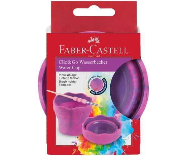 Faber-Castell: Click and Go pahar pentru pensule, roz marmorat