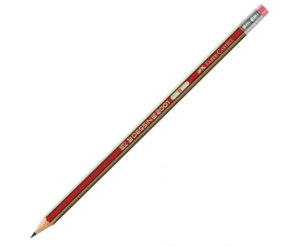 Faber-Castell: Creion grafic Dessin 2001 cu gumă, grad B, 1 bucată