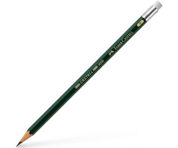 Faber-Castell: Creion grafit Castell 9000 cu radieră, B