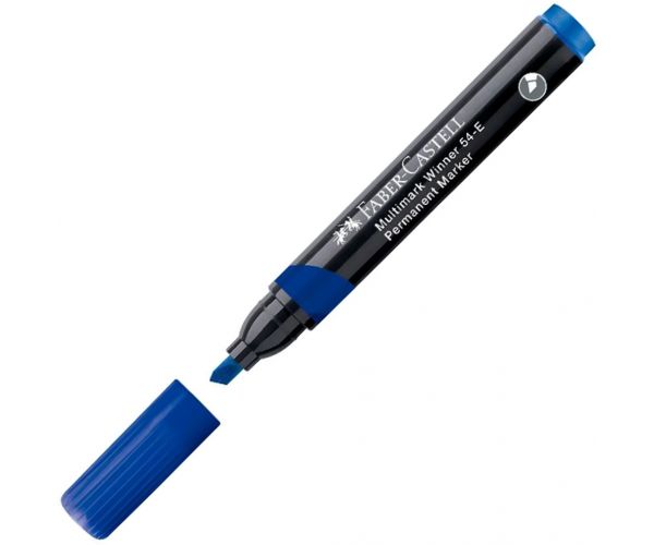 Faber-Castell: Permanent Marker kék alkoholos filctoll vágott heggyel